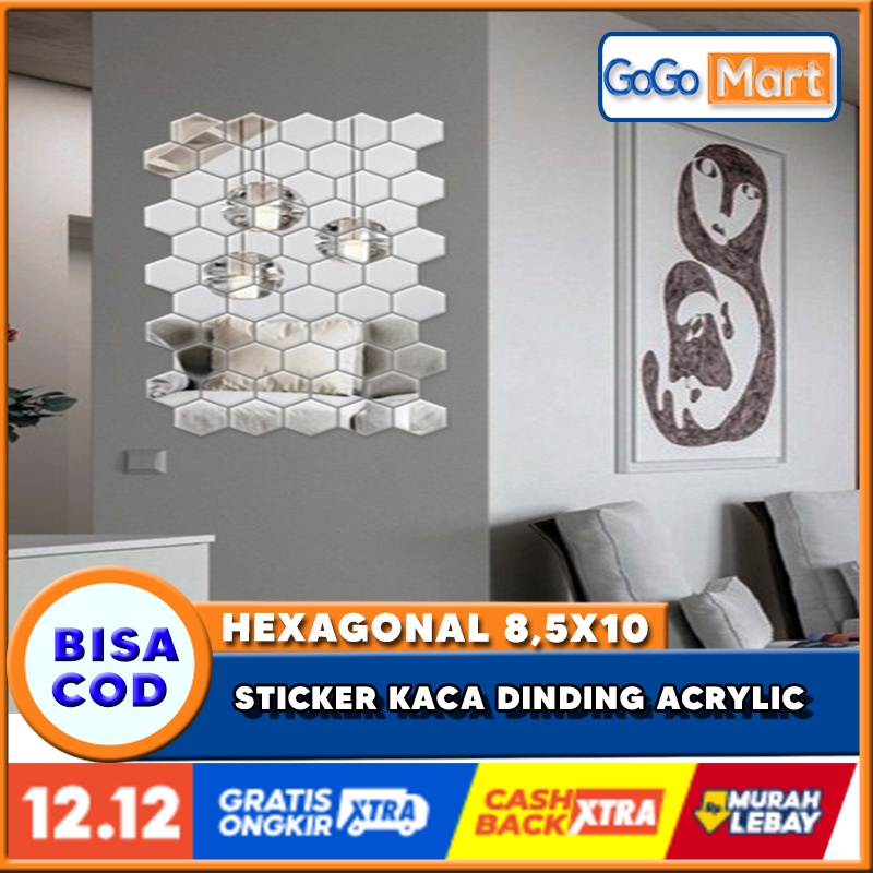 Stiker Kaca Dinding Acrylic HEXAGONAL/Stiker Kaca Bening Kecil Z885
