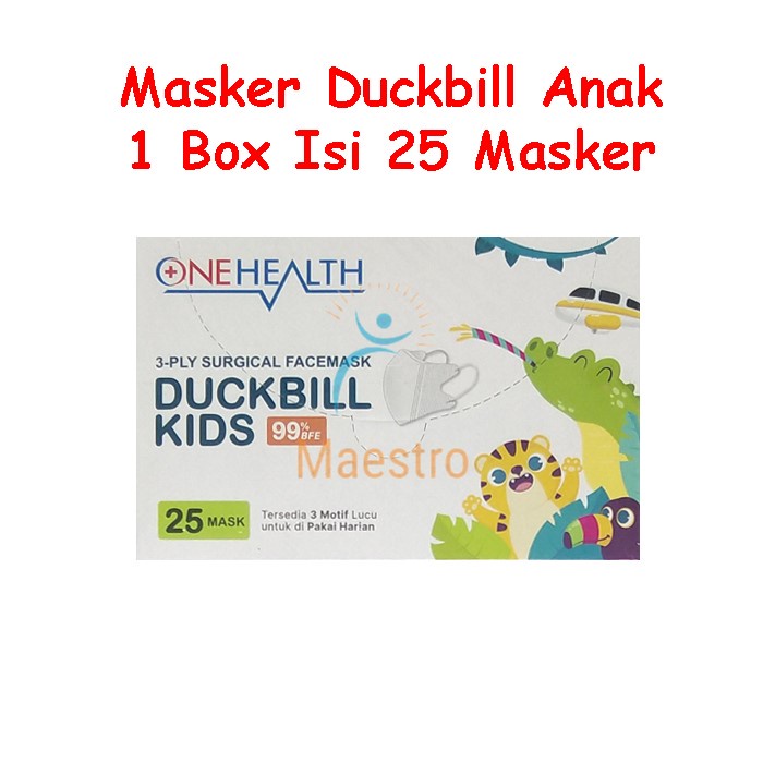 masker medis duckbill anak onehealth kids surgical face mask 3d 3 ply duck bill one health