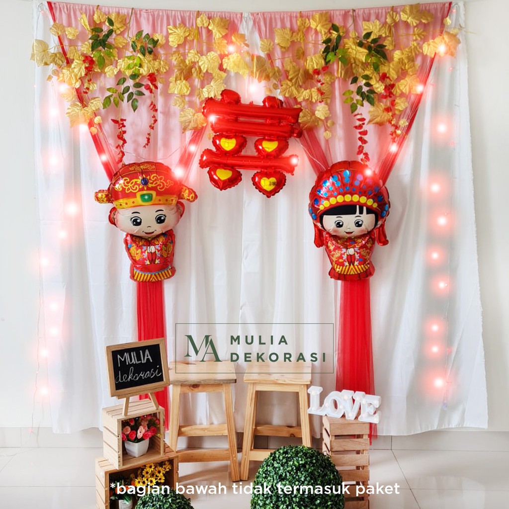 Paket Dekorasi DIY Backdrop Acara Photobooth Keluarga Sangjit Lamaran Tunangan