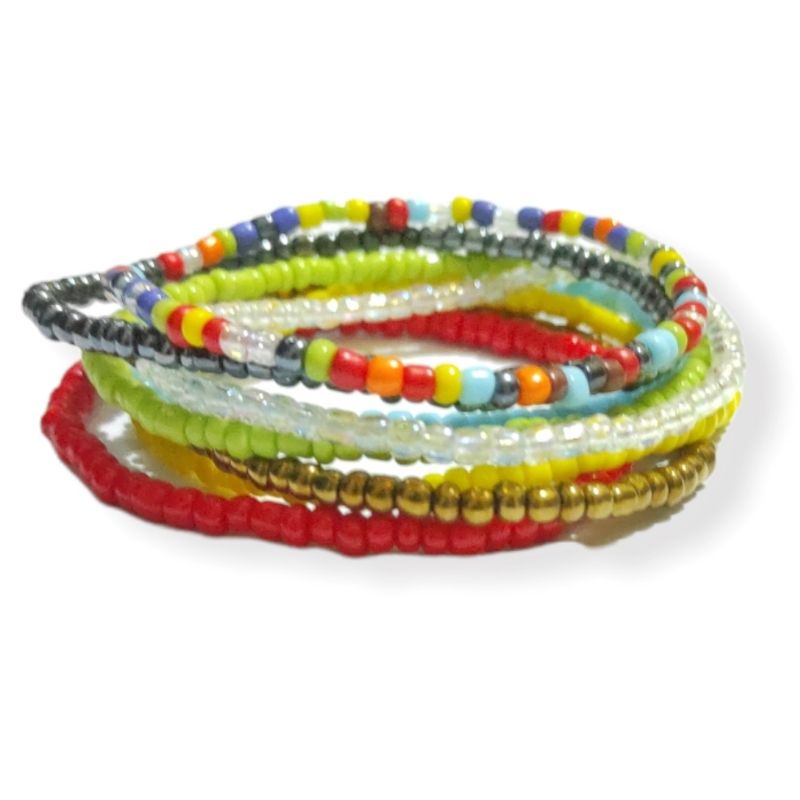 Gelang Beads Elastis Bohemian Polos Elastic Bracelet Boho Style Colorful Warna Warni