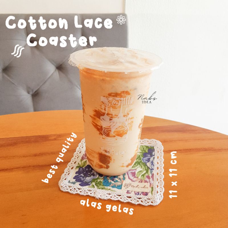 Cotton Lace Coaster Flower Series Aesthetic (Tatakan Gelas / Alas Gelas Kain Motif Aesthetic Korea)