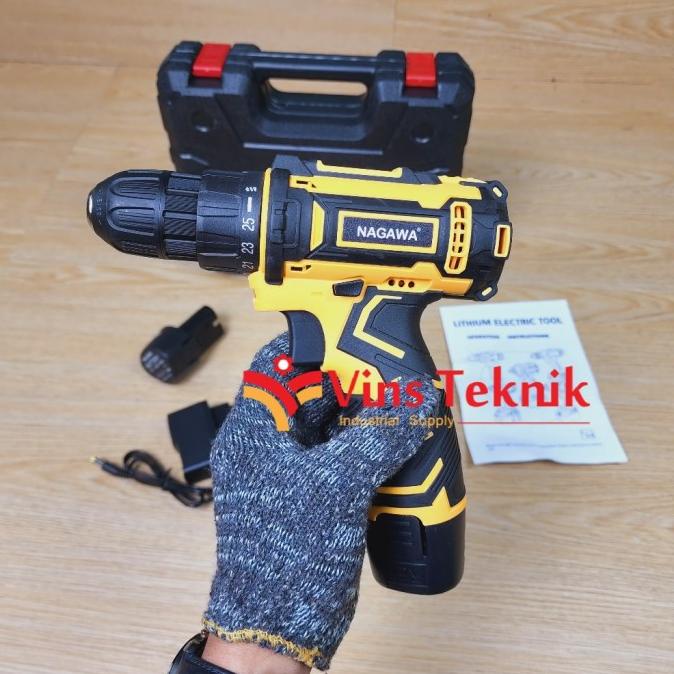 mesin bor baterai Cordless 12V nagawa drill driver