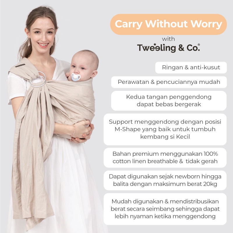 Tweeling &amp; Co - Baby Ring Sling / Gendongan Bayi Ring Sling