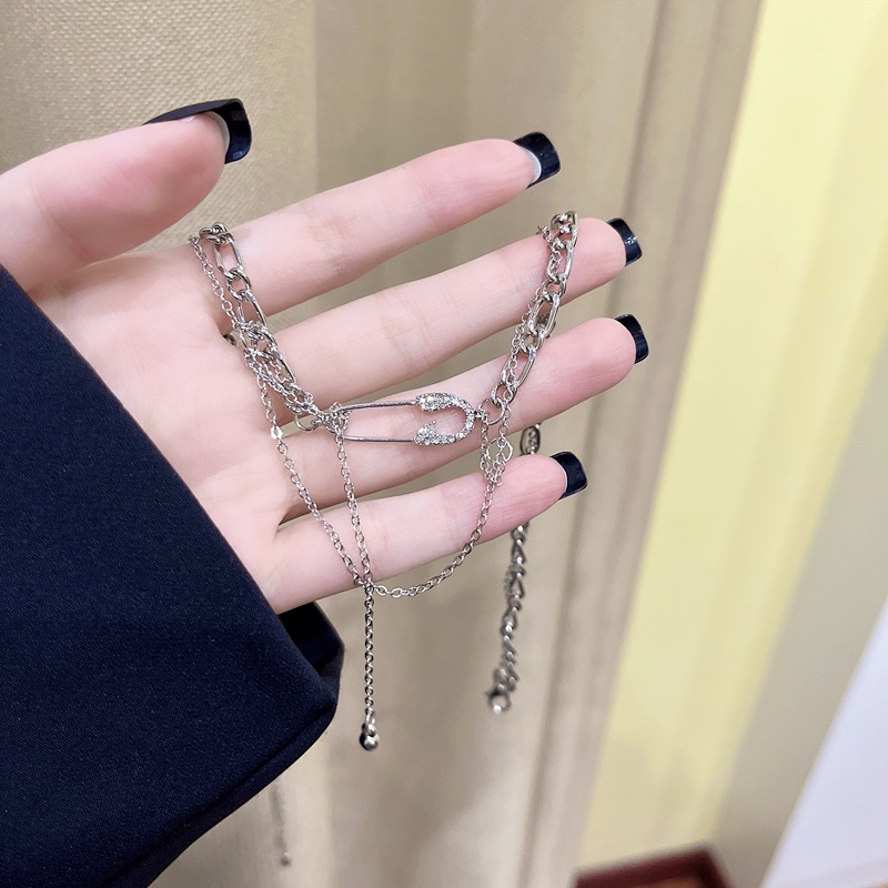 Kalung Rantai Pin Collarbone Gaya Hip Hop