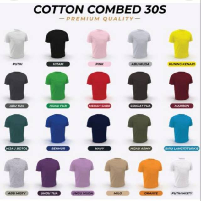 Kaos Polos Katun Combed 30S (Cotton Combed 30S)