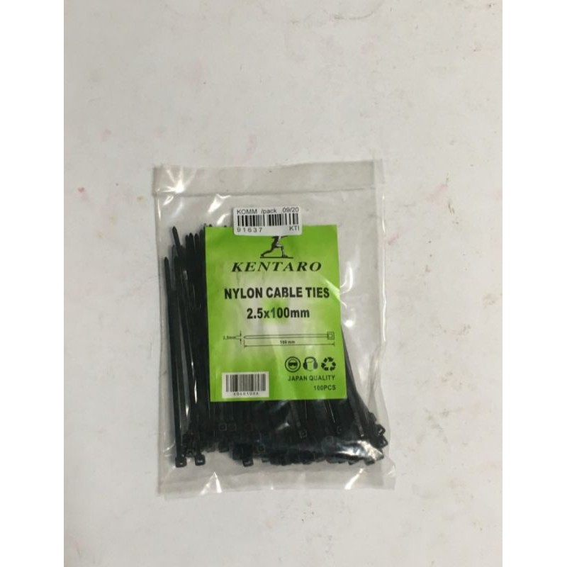 Nylon Cable Tie/ Kabel Tie 2,5 x 100mm Hitam Kentaro