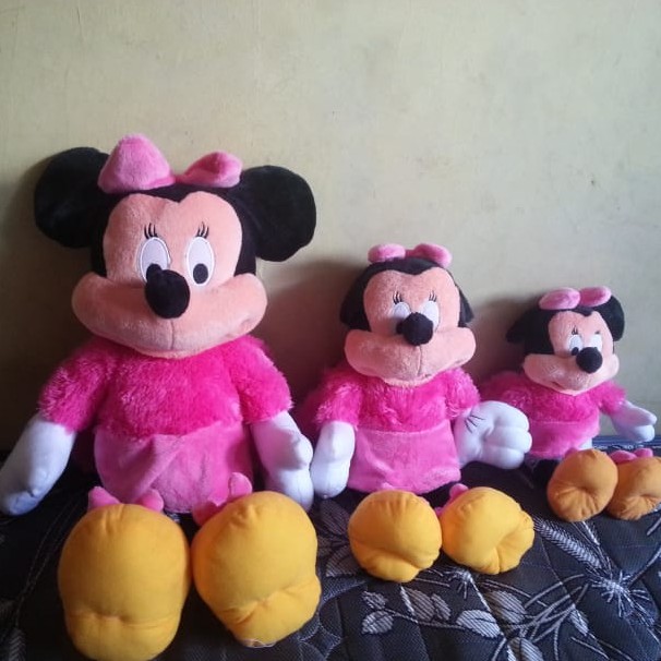 Boneka mickey minnie mouse pink minnie jumper rok import kado