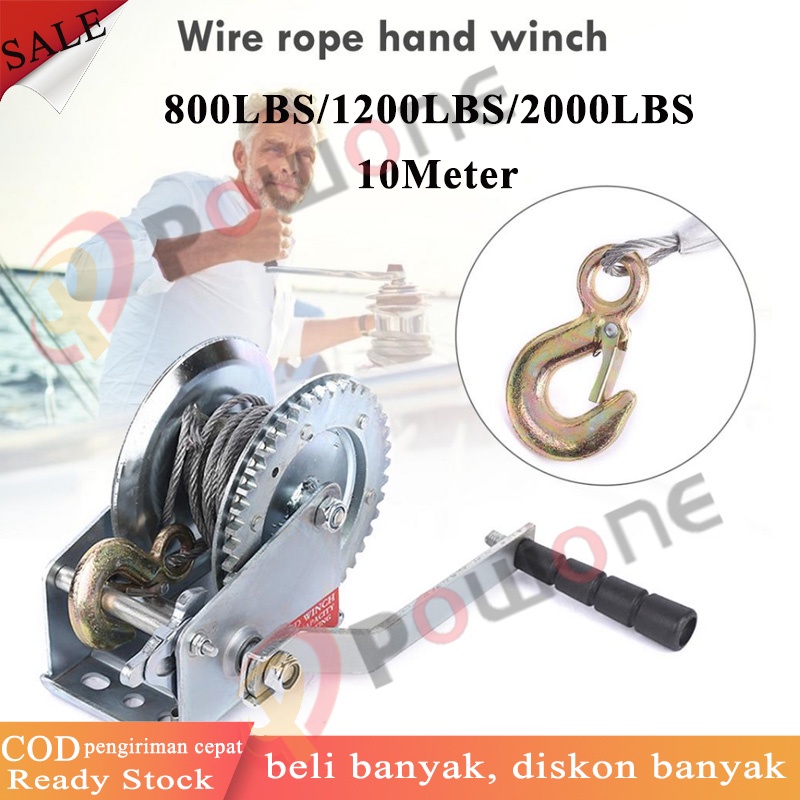 POWONE Wire Rope Hand Winch Kualitas Tinggi Hand WinchHand Winch / Boat Winch / Katrol Manual