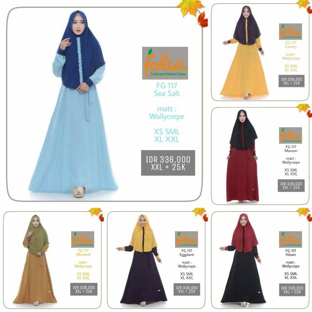 Ready semua warna set gamis folia 117