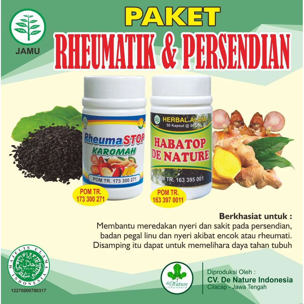 Obat Herbal Rematikpersendian Otot Kaku Pegal Linu Sendi Bengkak Nyeri Sendi Encok De Nature Shopee Indonesia