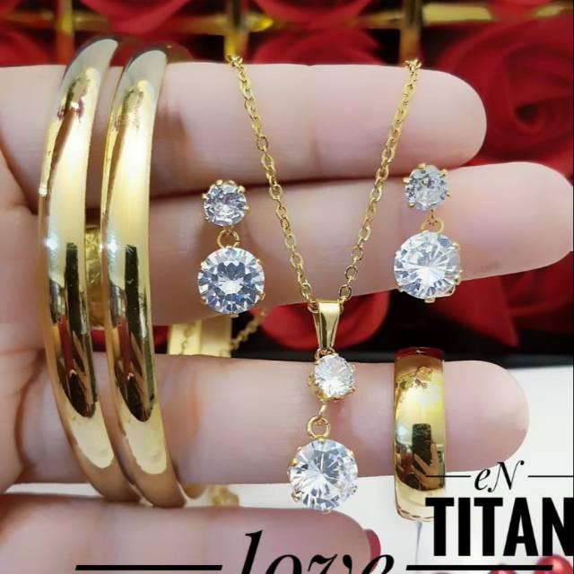 Titanium set perhiasan lapis emas 24k 253a