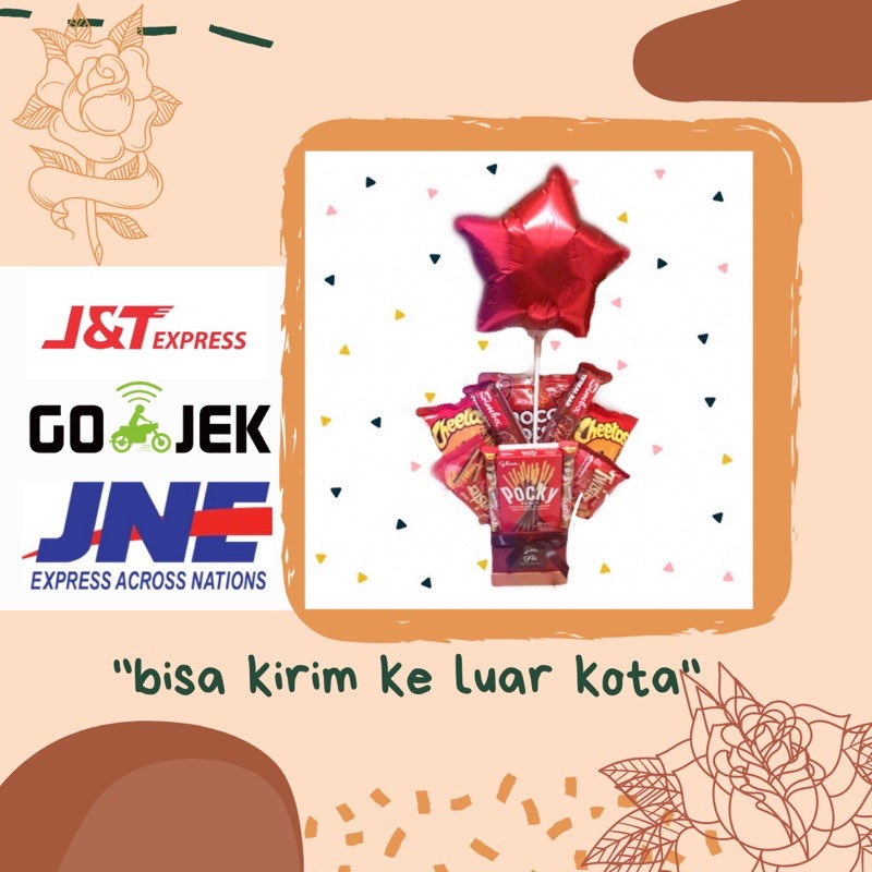 ✅READYSTOCK✅ Buket wisuda Bandung/Buket snack dengan balon bintang / kado wisuda / bouquet snack