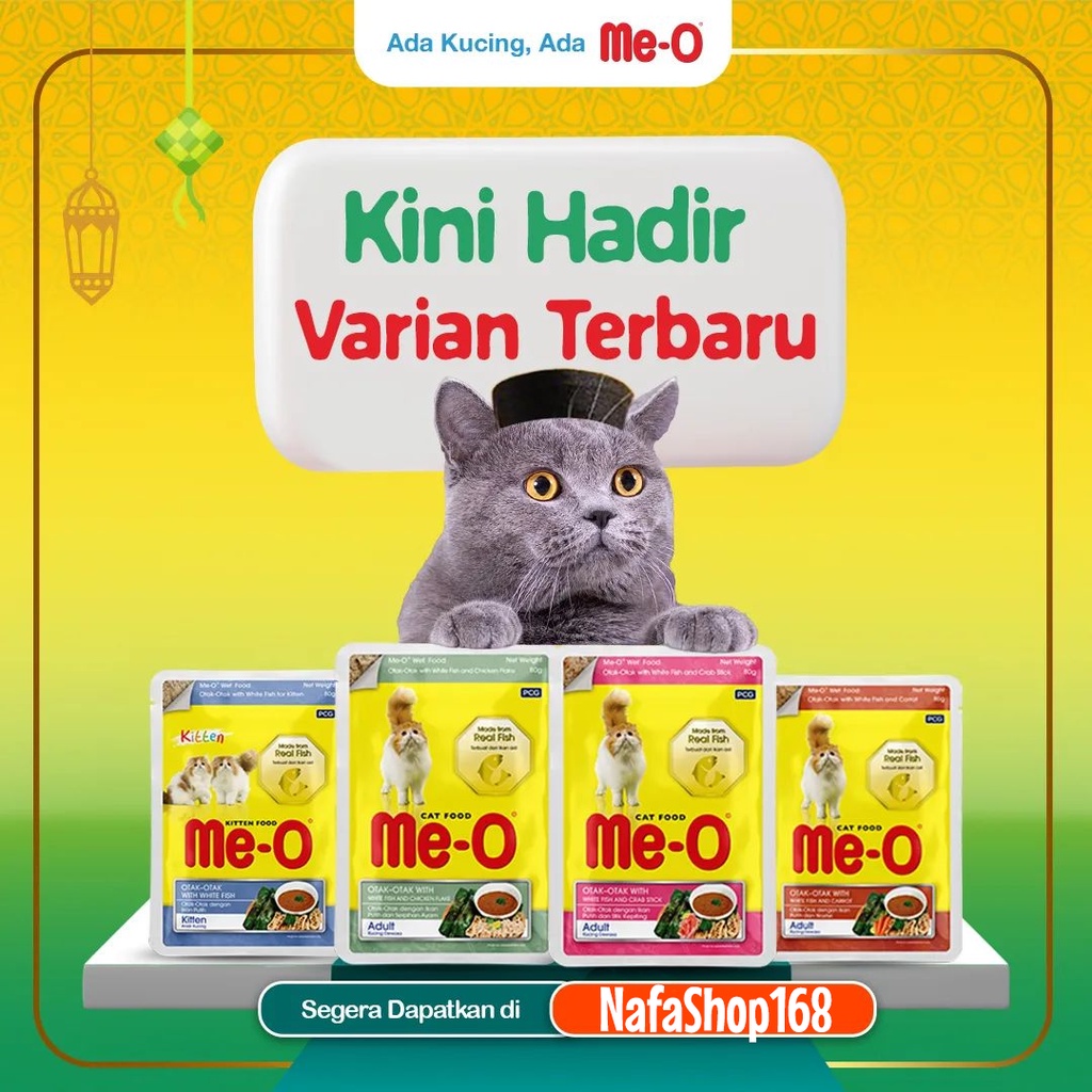 Me-O Pouch Sachet 80g Kitten Adult Varian Makanan Kucing Basah Meo 80 g Meo Pouch Saset Nafashop168