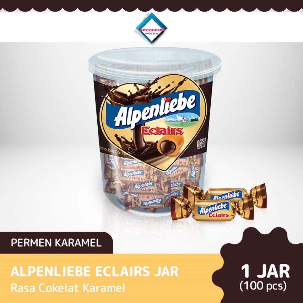 

ALPENLIEBE Eclairs Chocolate Caramel - Permen Coklat Karamel Jar Toples isi 100pcs