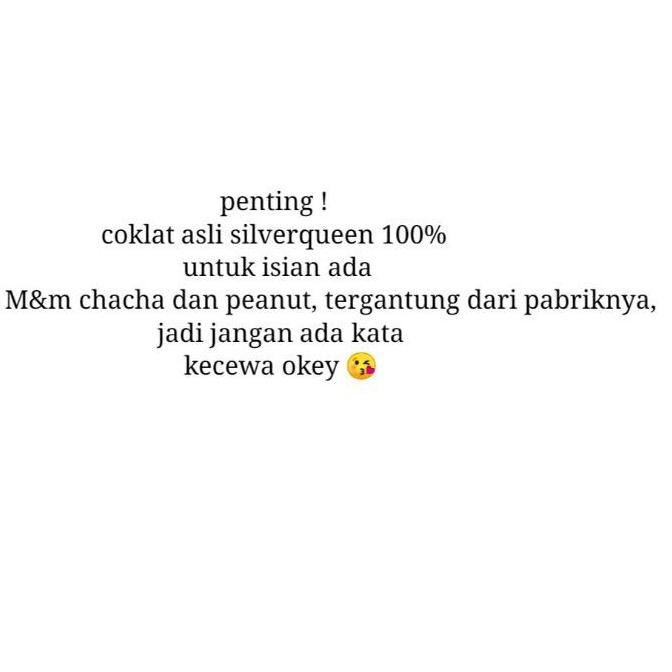 

BIG SALE!! (zxn-764) SEDANG PROMO% SILVERQUEEN BLOK/ 1kg isi m&m atau peanut