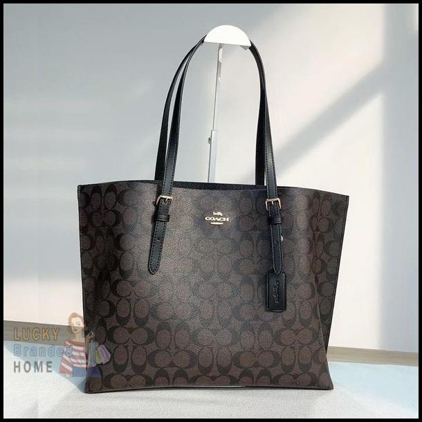 Bag Canvas - Tas Coach Tote Bag Mollie In Signature Canvas Mahogany 100% Original