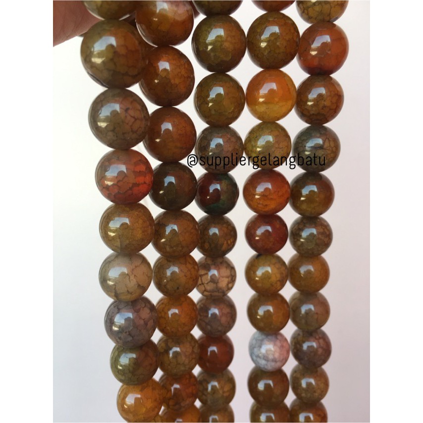 Bahan yellow agate 14mm natural kuning corak akik vein alam olshop aksesoris bahan craft supplier