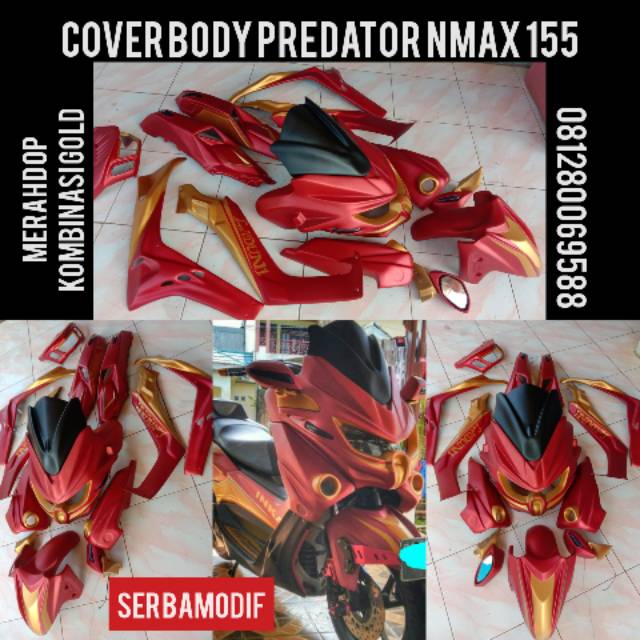 Tameng predator nmax 155 fullset MERAH DOP KOMBINASI GOLD