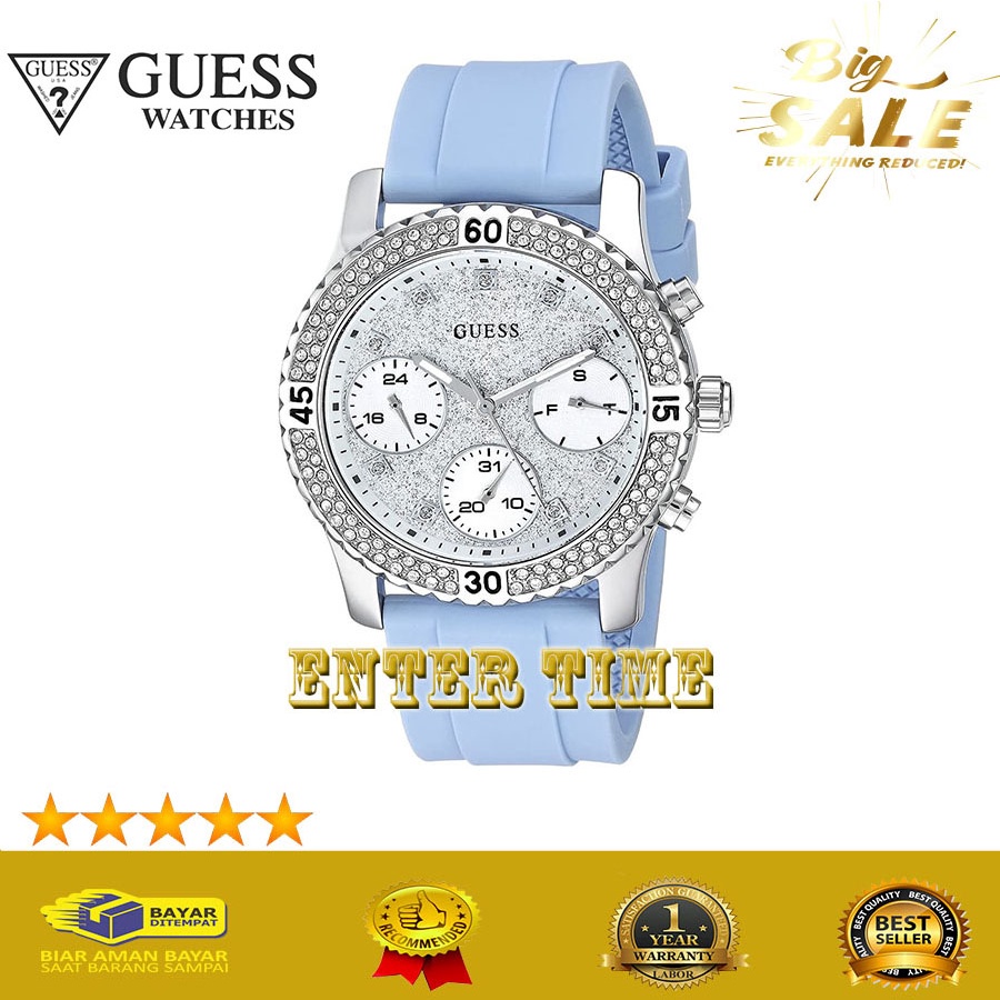 BIG SALE  JAM TANGAN WANITA GUESS MERK W1098L3 RUBBER STRAP JAM TANGAN WANITA IMPORT TERBARU GARANSI