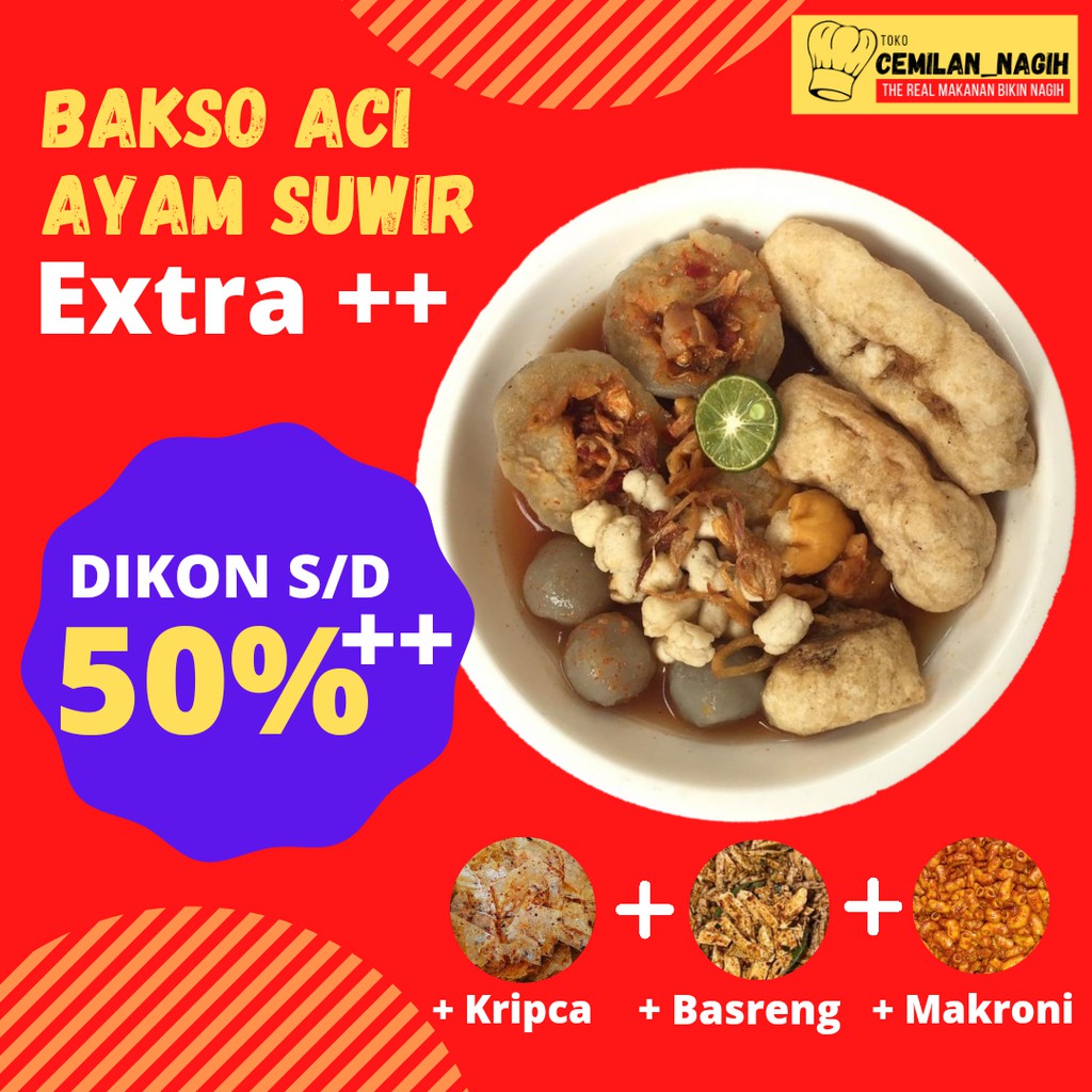 Baso Aci Boci Ayam Suwir Makanan Instan Bakso Aci Isi Ayam Suir