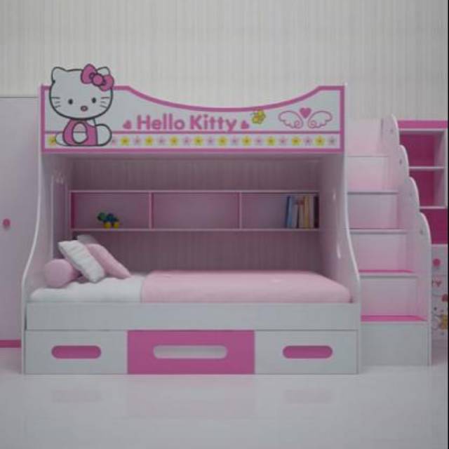 Set kamar anak dipan hello kitty bahan jati
