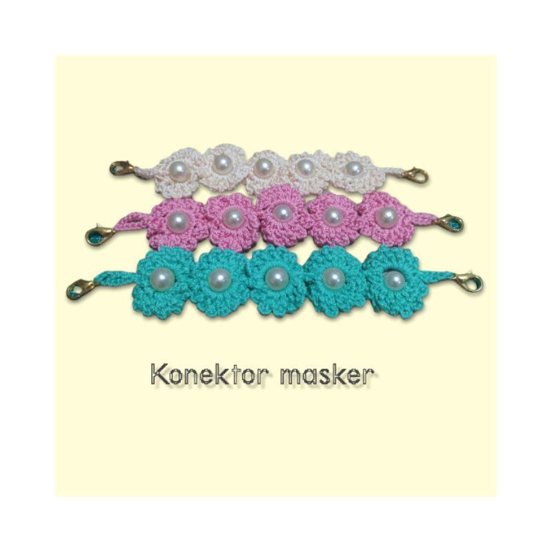 konektor masker rajut bunga