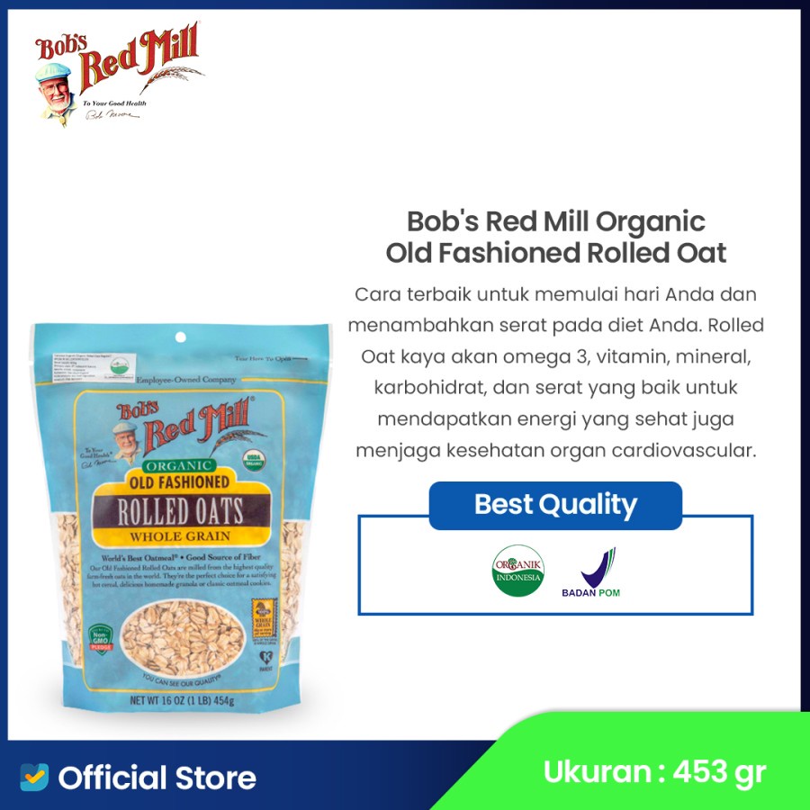 

Bob's Red Mill Organic Old Fashioned Regular Rolled Oats 454 gr