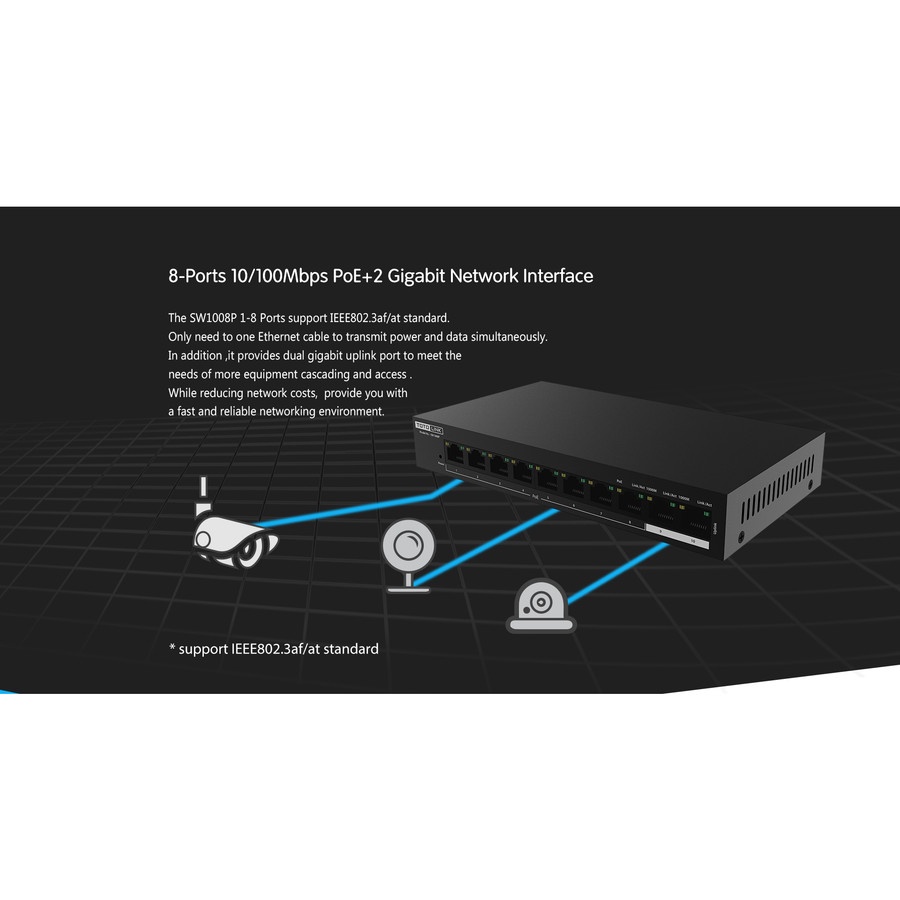 TOTOLINK SW1008P 10 Port 10/100 Mbps PoE Powered Switch