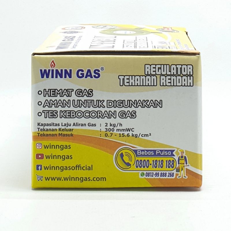 Regulator Gas Winn Gas W-118M + Meter Tekanan Rendah