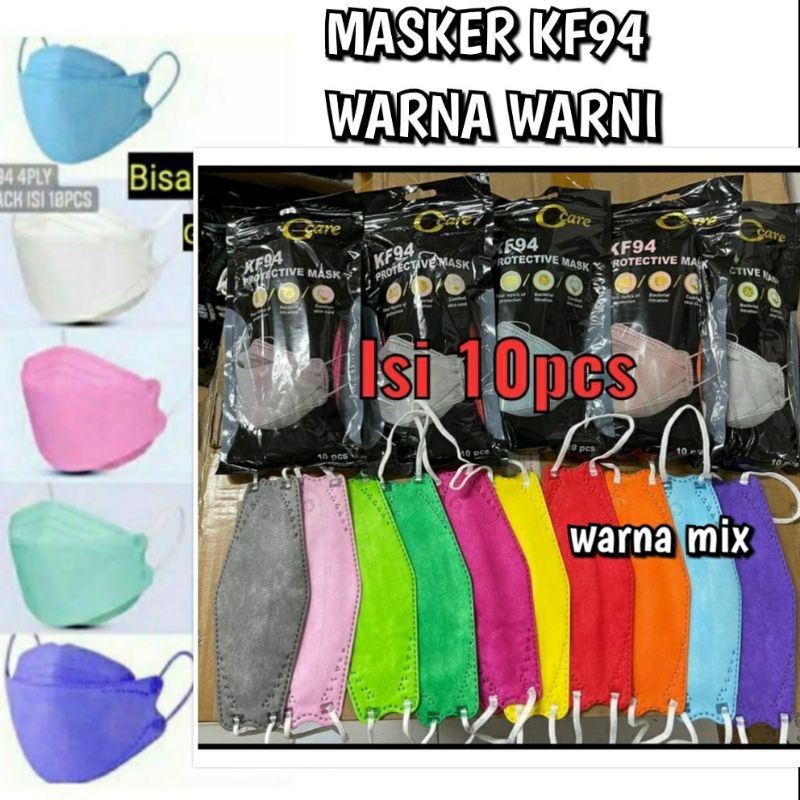 [10PCS] MIX Masker Kf 94 Warna Warni Gaya Korea