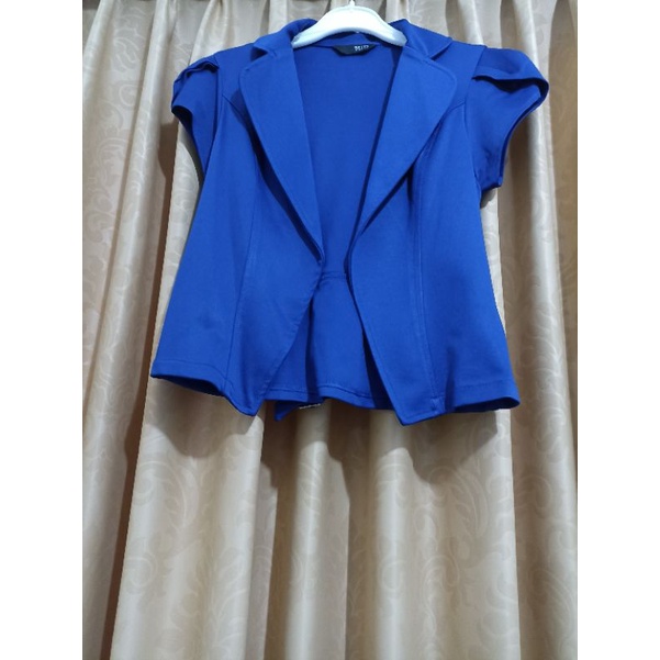 Blazer Lengan Pendek Biru Elektrik Preloved