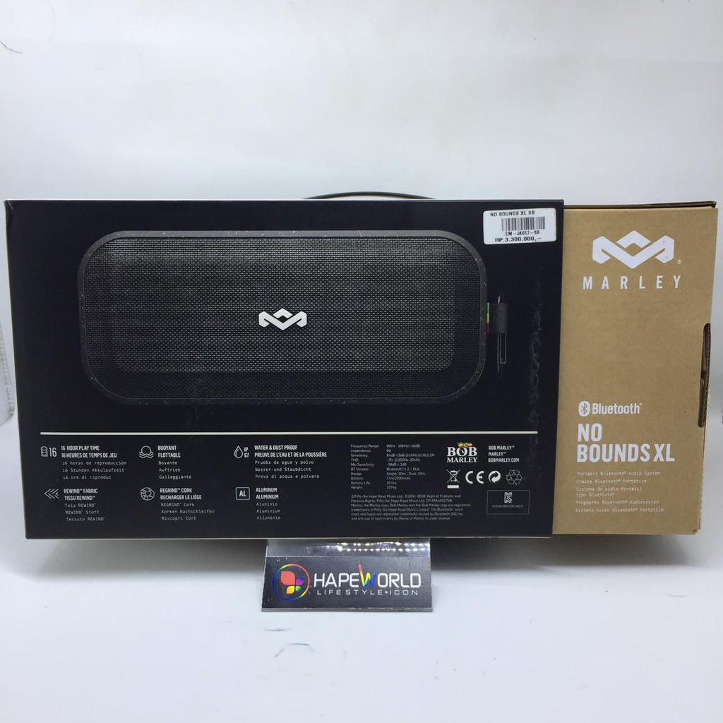 HOUSE OF MARLEY NO BOUNDS XL BLUETOOTH WIRELESS SPEAKER BLACK