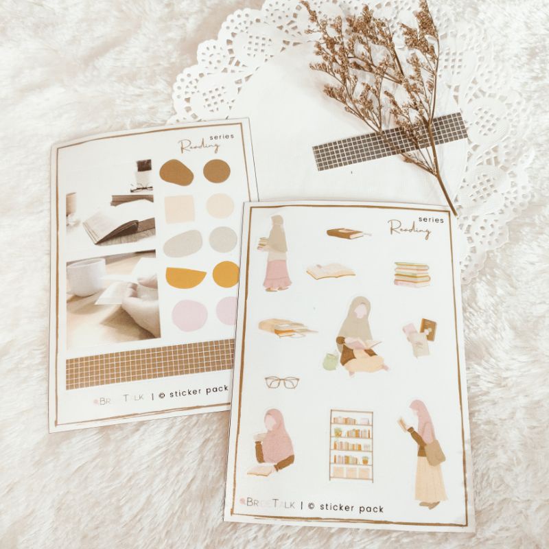 Sticker Aesthetic Coklat / Sticker Hijab / Sticker Muslimah Faceless / BuJo Journaling Scrapbook