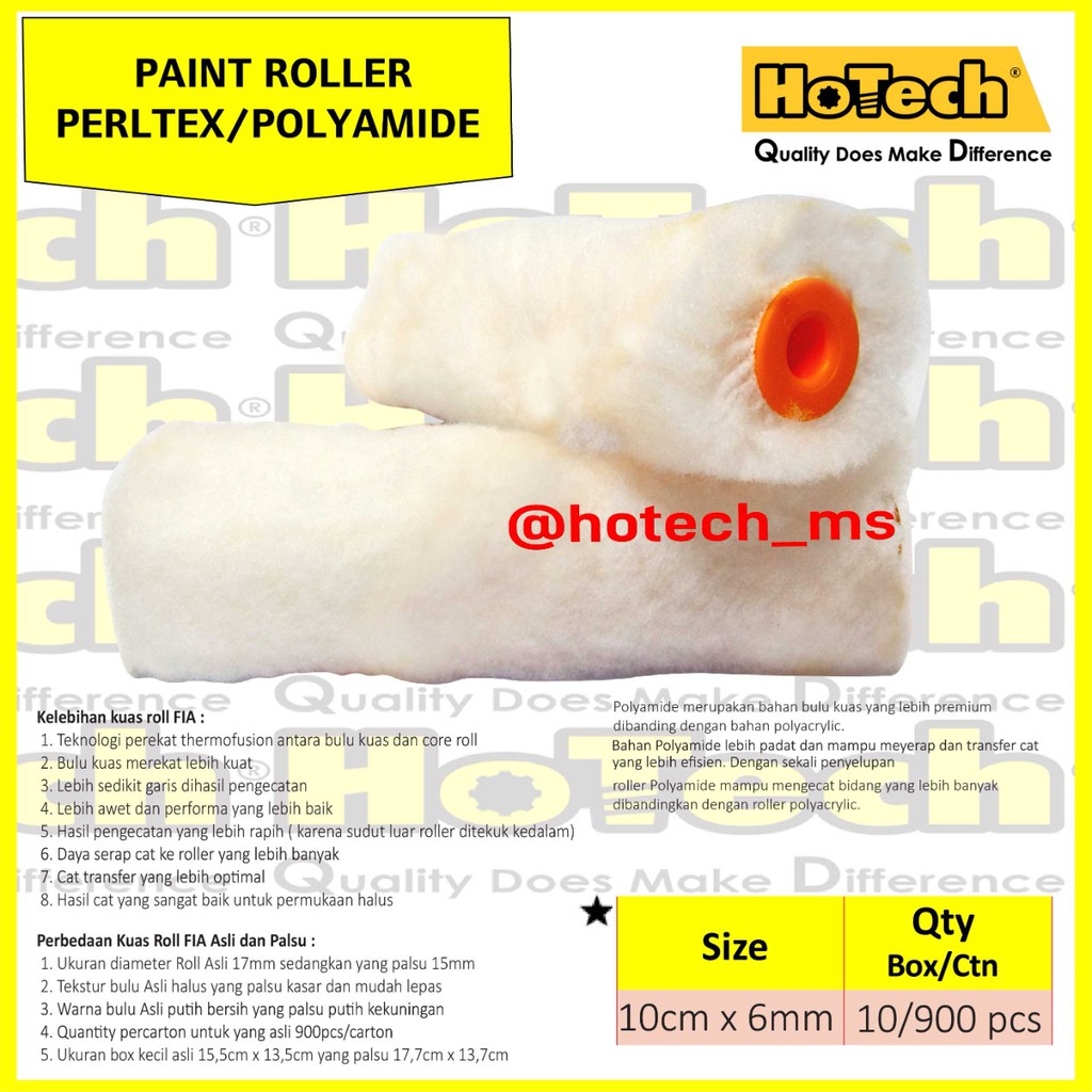 

Kuas Roll 4" | Kuas Roll 4" Cat Kapal | Paint Roller White Perltex/Polyamide 4" FIA (ASLI)