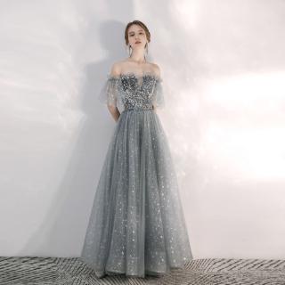 long gown silver gray