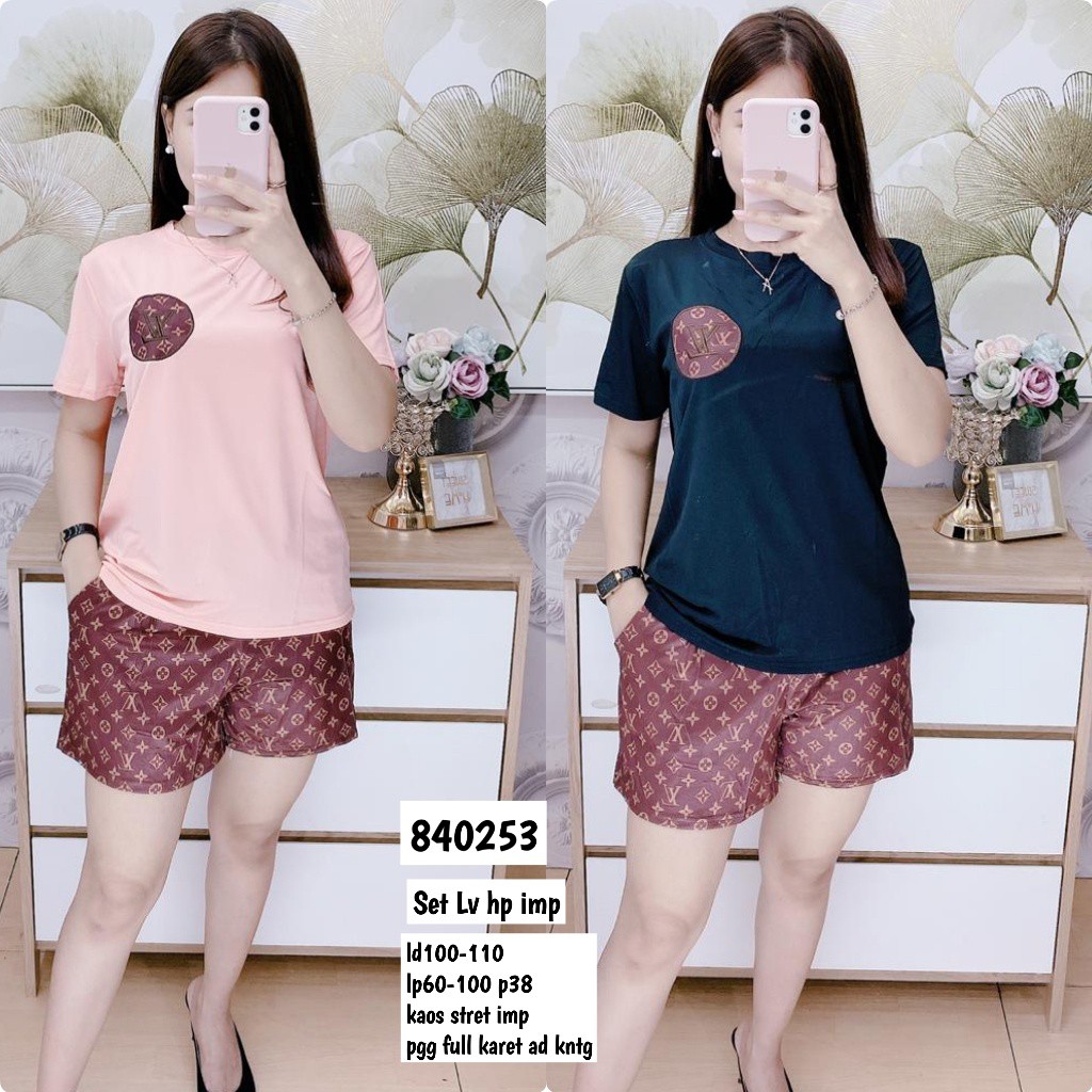 SETELAN KAOS+CELANA WANITA IMPORT PREMIUM LV LOUIS VUITTON 840253
