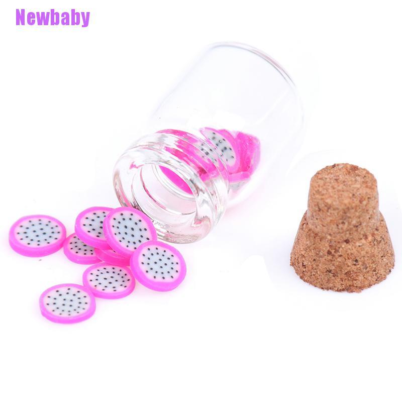 (Newbaby) 1pc Botol Kaca Mini Isi Potongan Buah Dengan Gabus Untuk Dapur / Rumah Boneka