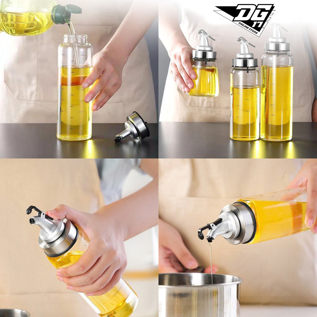 Botol Minyak Goreng Olive Oil Bahan kaca Dan Stainless Steel Tempat Minyak