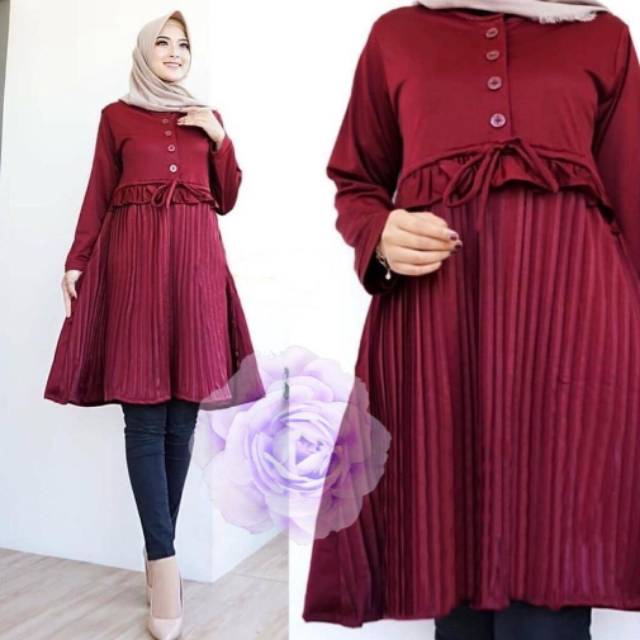 gamis remaja terbaru 2021 lebaran kekinian pesta Rd tunik patricia /Baju Gamis Syari Muslim Brukat W