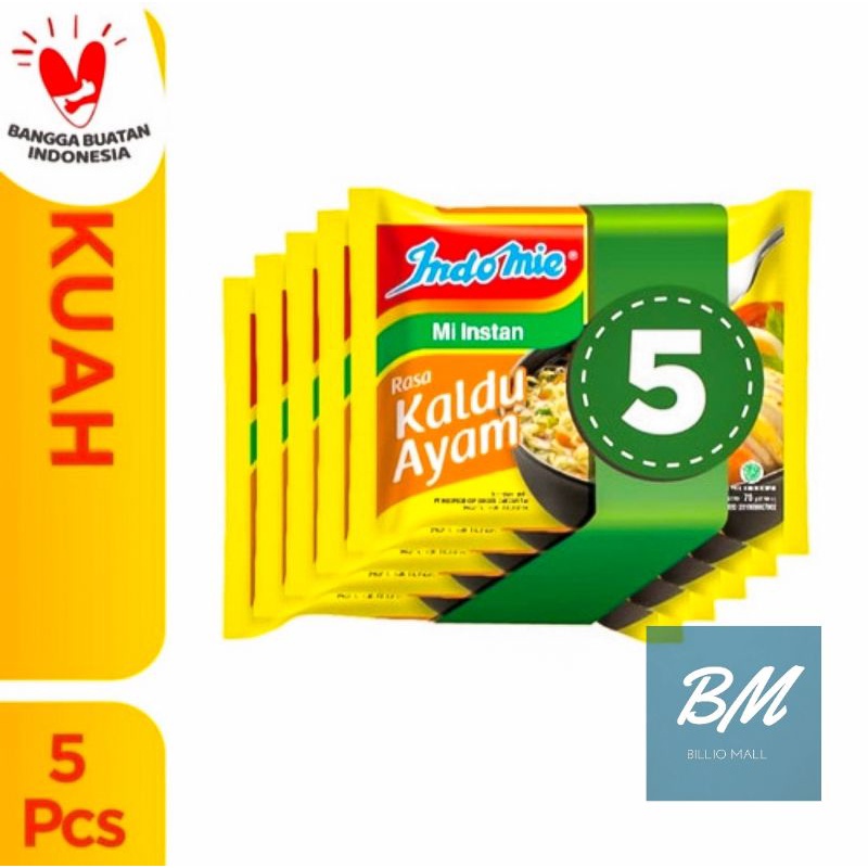 

Indomie Kaldu Ayam 5 Pcs / Mie Indomie Kuah Rasa Kaldu Ayam 5 Bungkus / Indomie Rasa Kaldu Ayam 5 x 75 gr