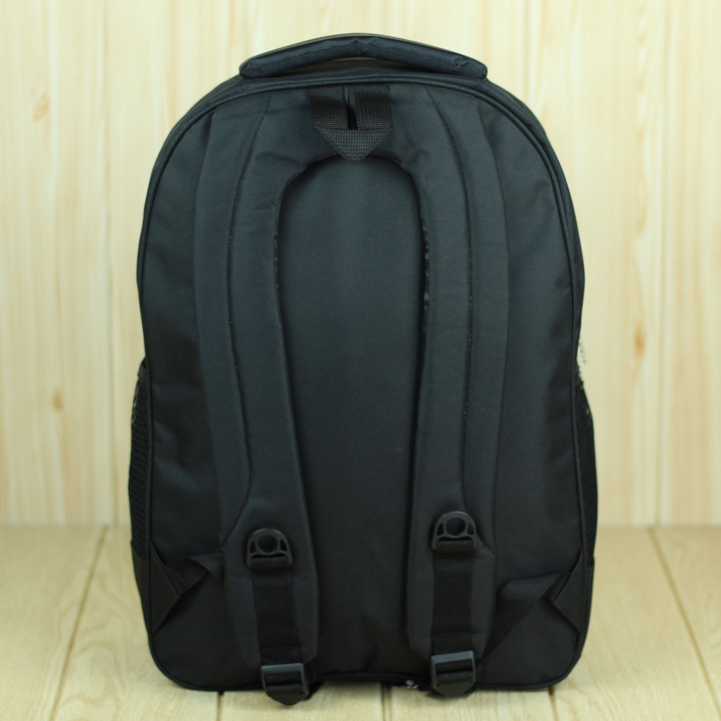 Tas Ransel Alfito Kancing Hitam Polos Back Pack Pria Sekolah Kerja Kuliah Bahan Berkualitas