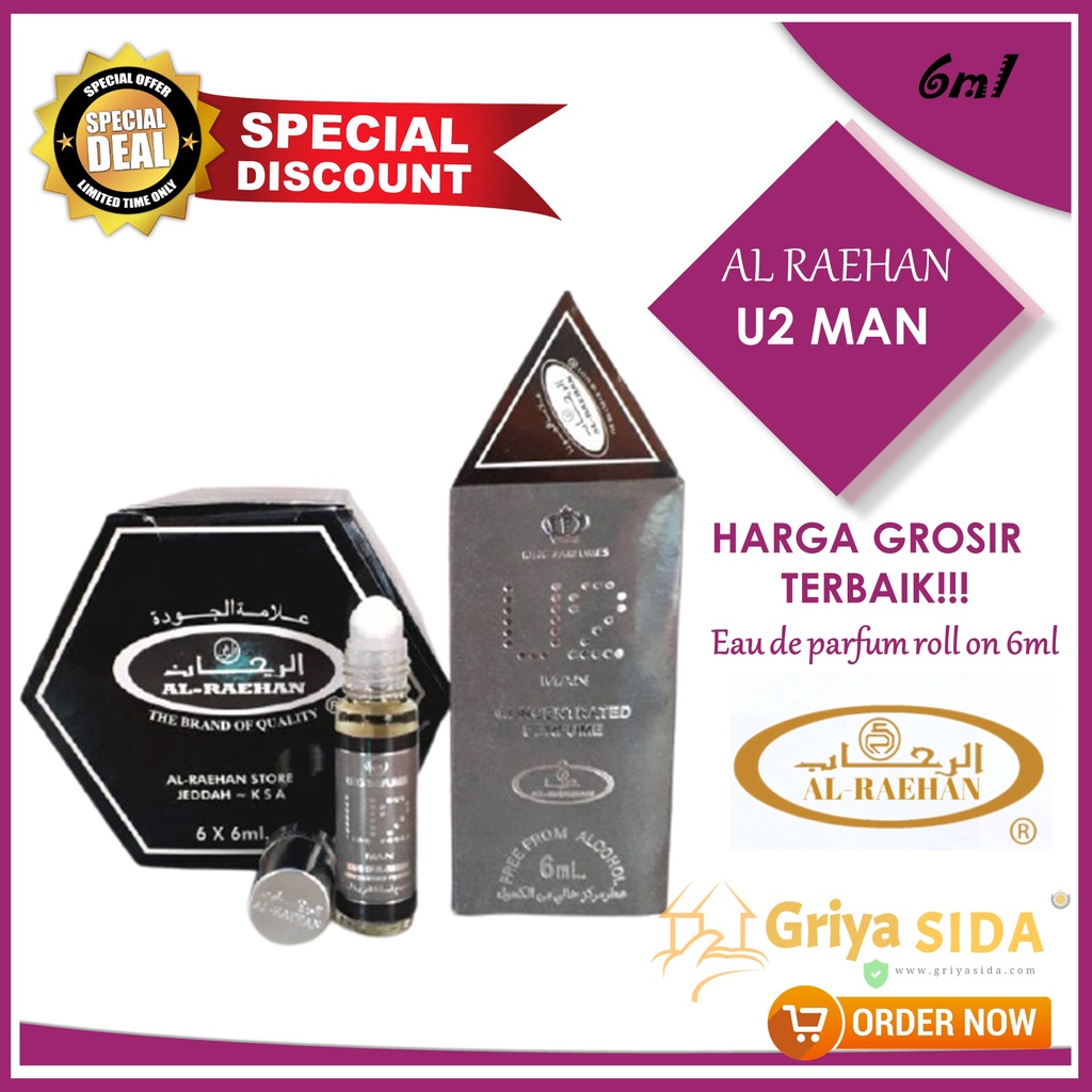 Parfum U2 MAN 6ml alraehan minyak wangi u2 al raehan mirip al rehab parfum Harga grosir PROMO!!