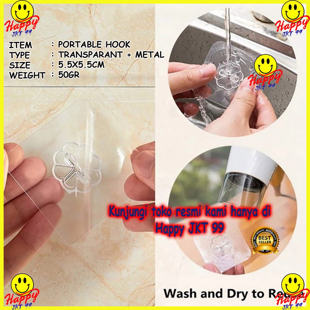 [ HAPPY JKT 99 ] GANTUNGAN HOOK TRANSPARAN KAIL GANTUNG BARANG SERBAGUNA HANGER TEMPEL DINDING KUAT