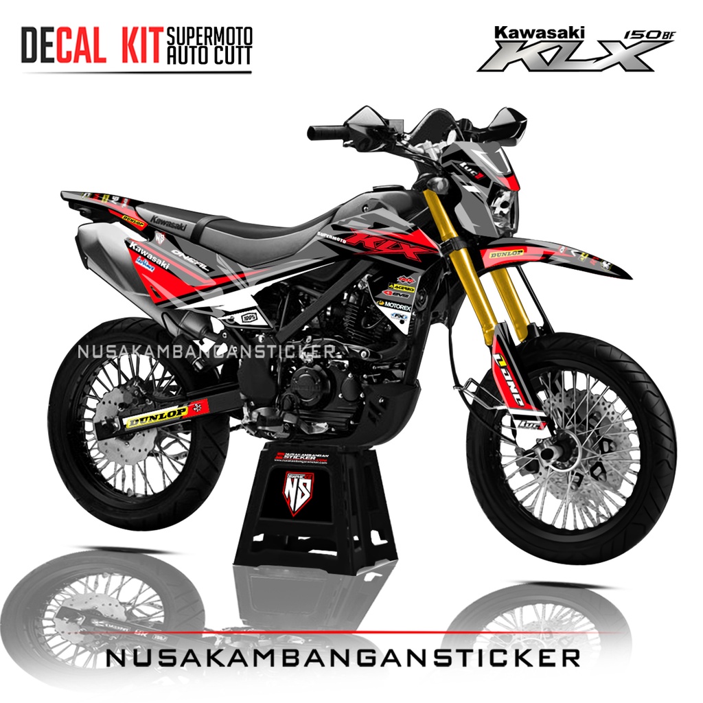 STIKER KLX 150 BF SUPERMOTO LAYER KLX LANCIP ONEAL MERAH 03