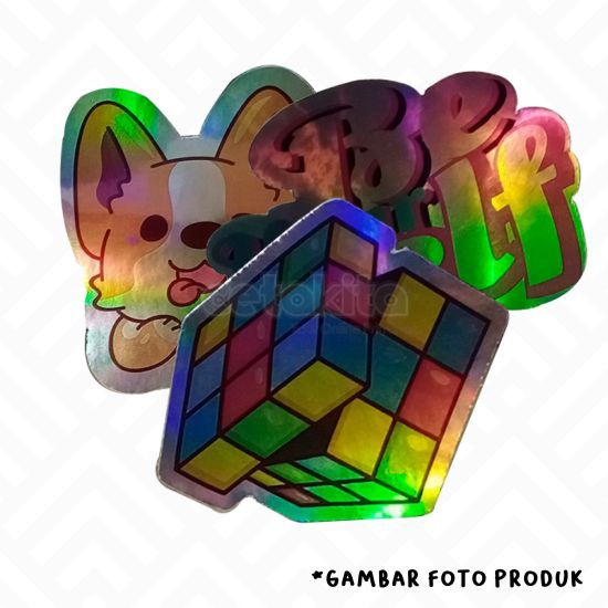 

Stiker/Sticker Hologram Pelangi/Rainbow A3 Plus Custom Bentuk Desain