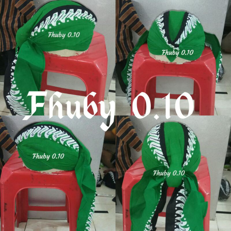 Blangkon Lipat Sliwir Motif Banyuwangi Warna Hijau