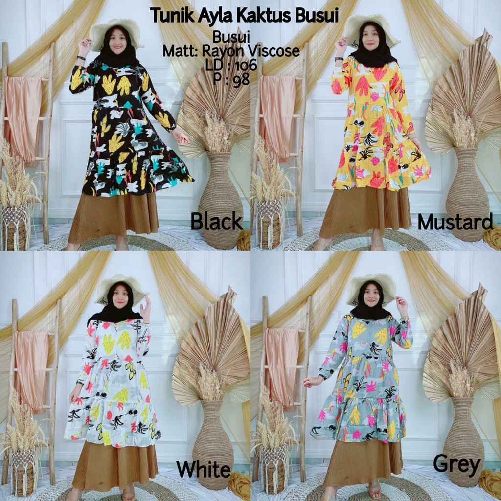 Zhelda Zarrah Kaktus Ayla Macan Tunik Rayon