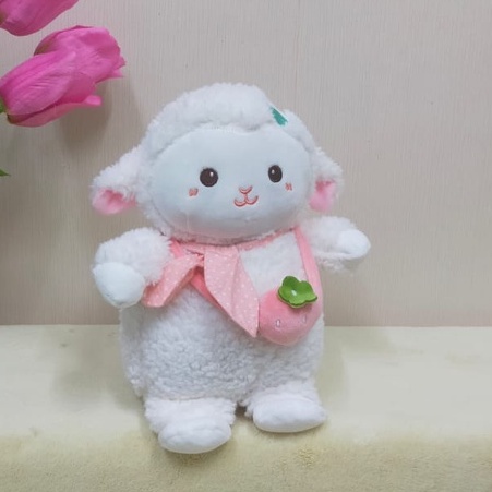 Boneka Domba Tas Strawberry Size 10&quot;/28cm/boneka animal/Boneka Baby Domba/boneka kambing/