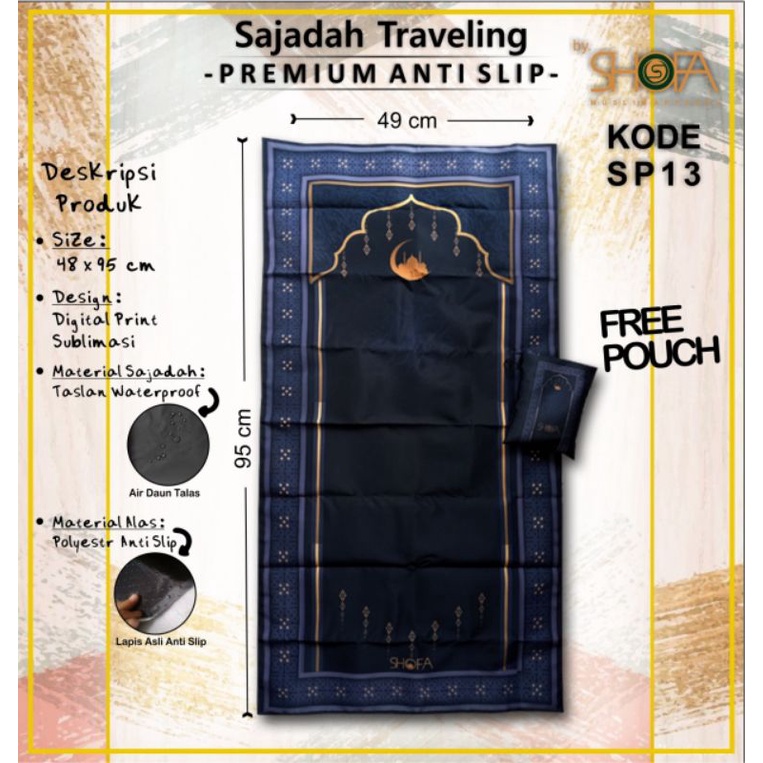 sajadah traveling anti slip shofa waterproof