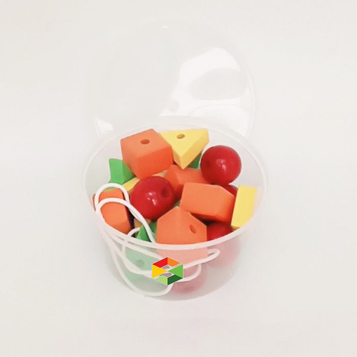 Meronce Geometri Kayu Mainan Edukasi Anak PAUD TK